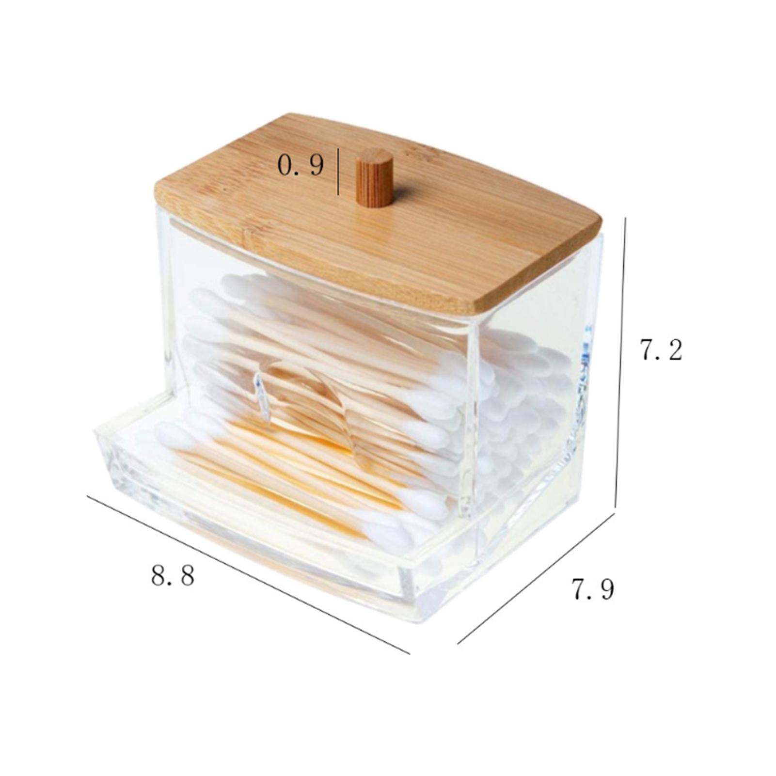 Upgrated Acrylic Cotton Swabs Storage Holder Bathroom Containers Apothecary Jar Qtip Holder for Storage Bamboo Lids