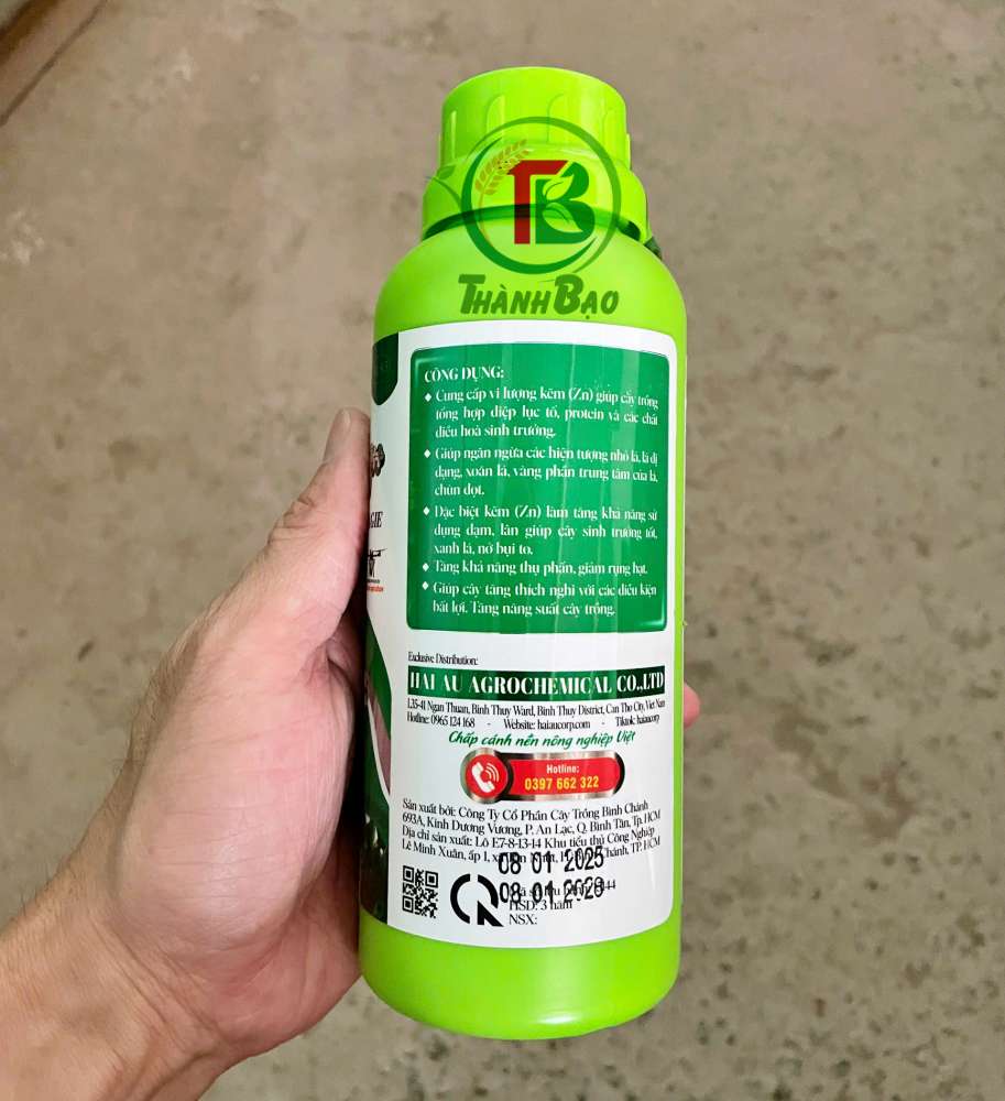 ZinTras Amino Kẽm Magie Nano (chai 500ml) Rửa Bông Sương Muối, Xanh Lá Dày Lá, Bóng Lá, áo Giáp Kẽm Bảo Vệ Hoa Trái