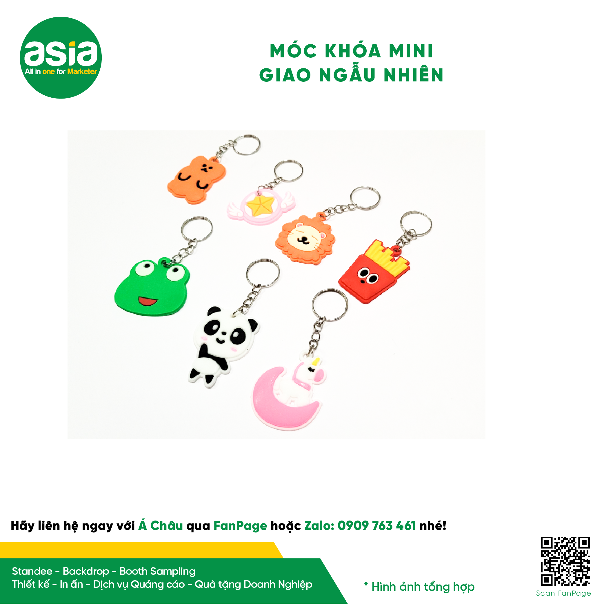 1 Móc khóa mini chất liệu silicone đáng yêu, giao mẫu ngẫu nhiên