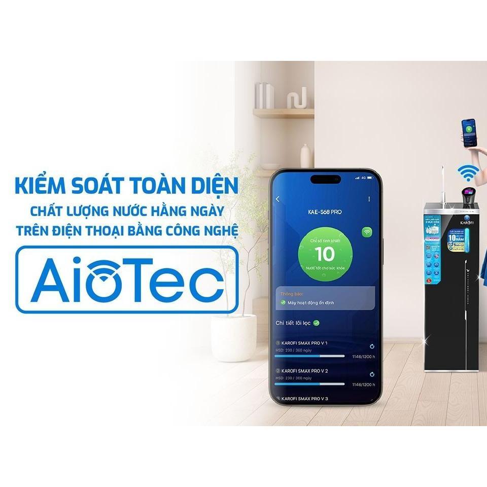 Máy lọc nước Hydro-ion kiềm Karofi KAE-S68 PRO, 5 tấm điện cực tin tan, 4 chế độ nước - Hàng Chính Hãng