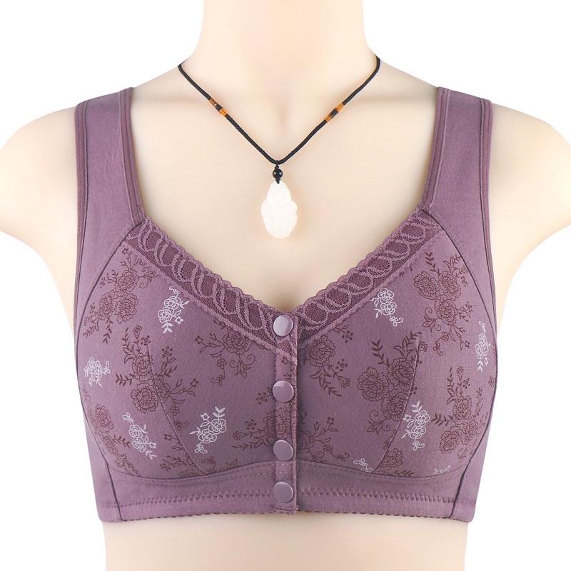 Áo ngực trung niên nữ cho bà cho mẹ chất liệu cotton cúc bấm trước phối ren cao cấp