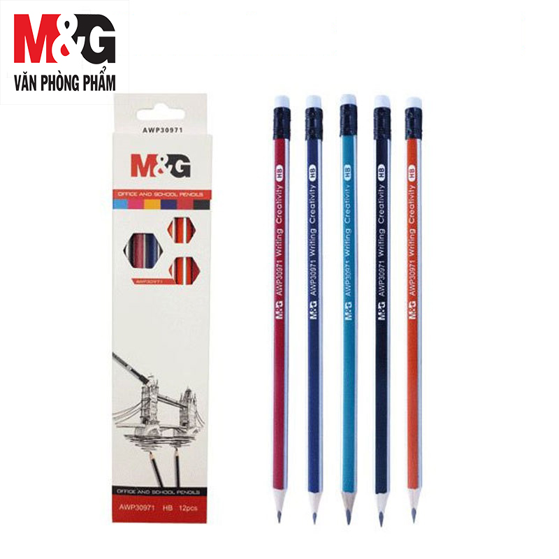 Combo 5  Bút chì chuốt M&amp;G AWP30971 nhiều màu, ngòi HB