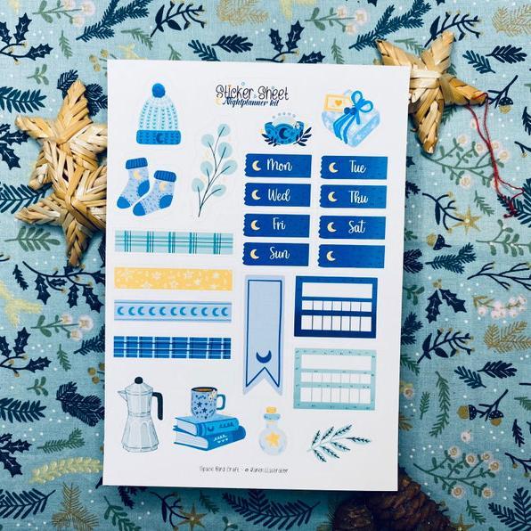 Sticker sheet night planner kit - chuyên dán, trang trí sổ nhật kí, sổ tay | Bullet journal sticker - unim057