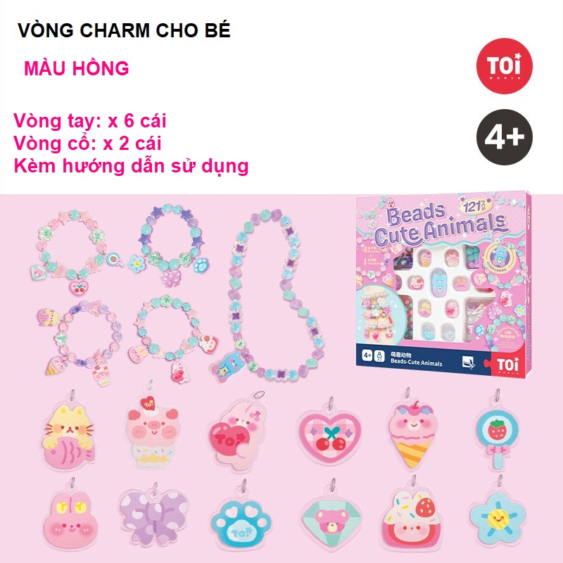 Đồ chơi vòng tay charm chính hãng TOI - Vòng tay thủ công cho bé gái DIY 3 chủ đề bé tự xỏ dây luồn hạt