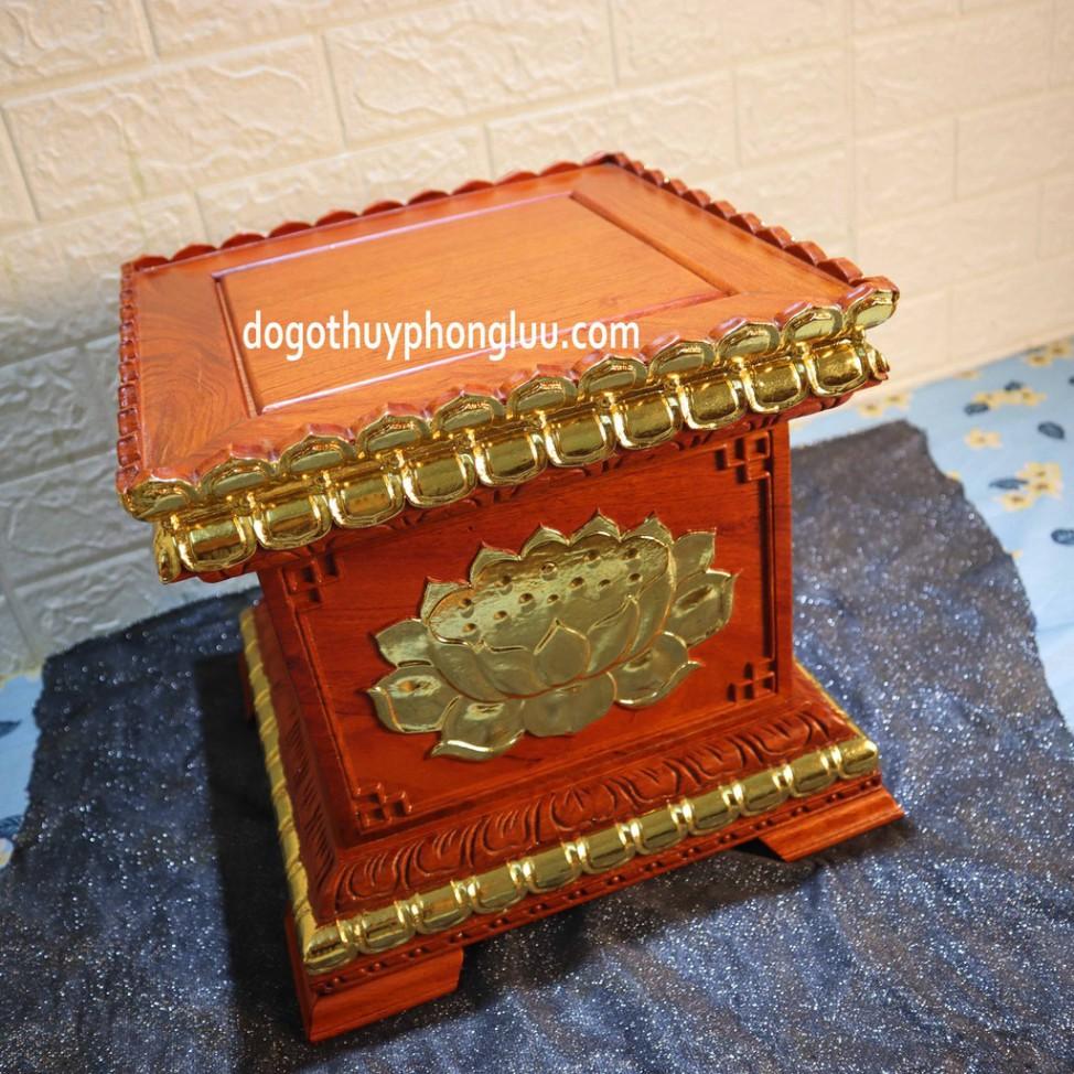 Đôn hoa sen vuông gỗ hương đài rát vàng cao 30cm