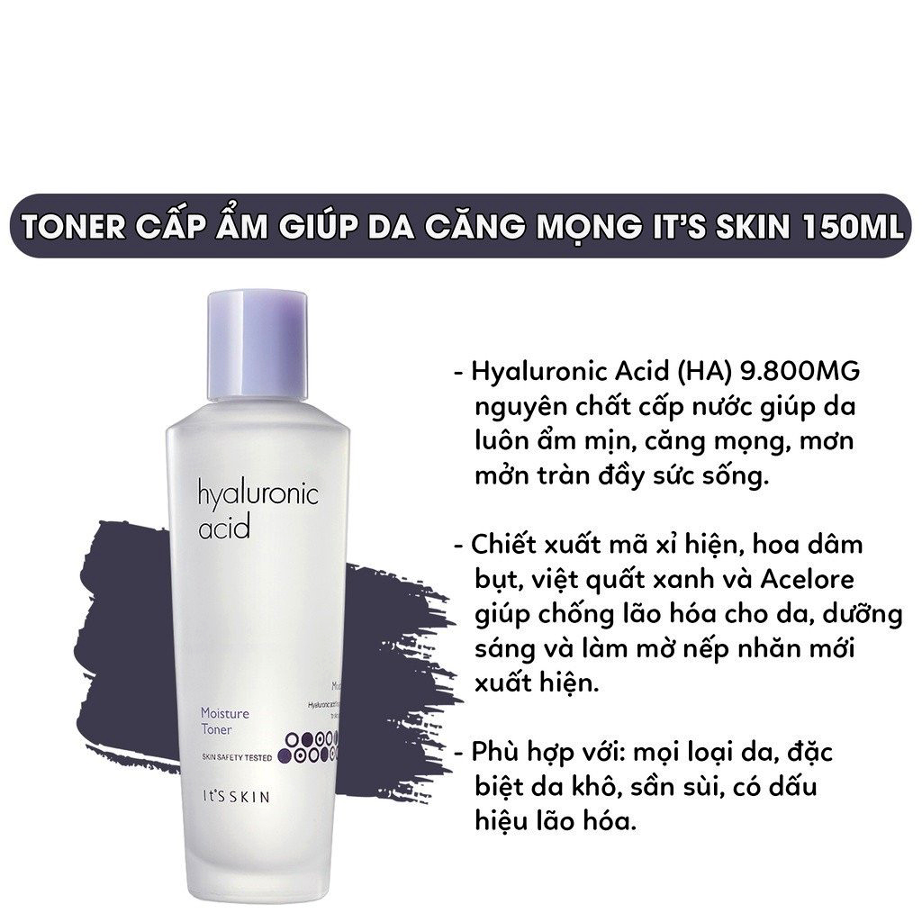 Nước Hoa Hồng It's Skin Hyaluronic Acid Moisture Toner 150ml Cấp Ẩm, Săn Chắc Da, Dịu Da