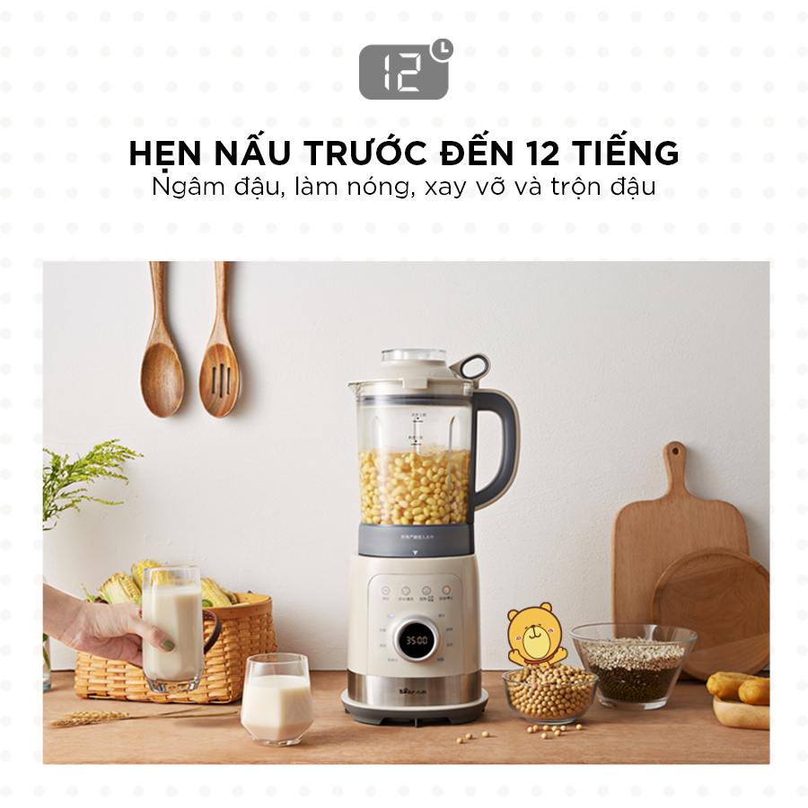 Máy Làm Sữa Hạt Bear PBJ-B10U5 TẶNG GIẮC Ổ CẮM 3 CHÂN THÀNH 2 CHÂN - Hàng Chính Hãng