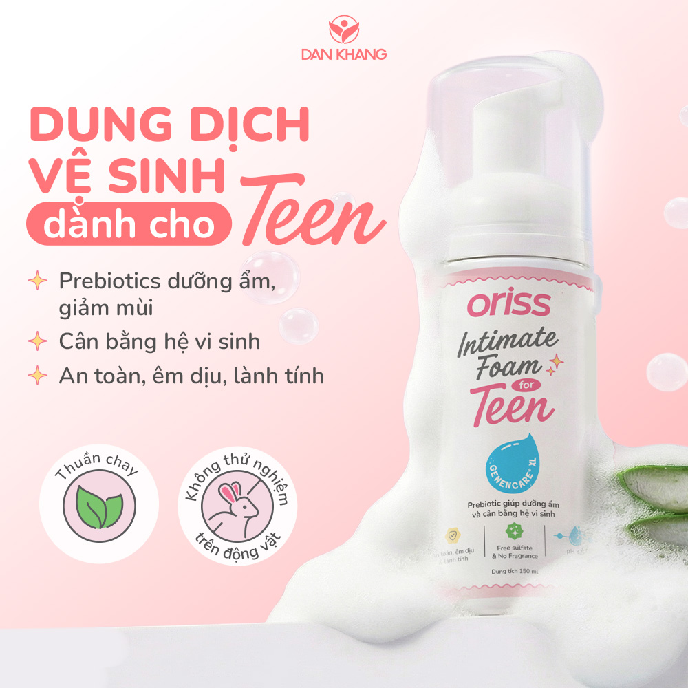 Bọt dung dịch vệ sinh dành cho teen Oriss Intimate Foam làm sạch dịu nhẹ cân bằng hệ vi sinh 150ml