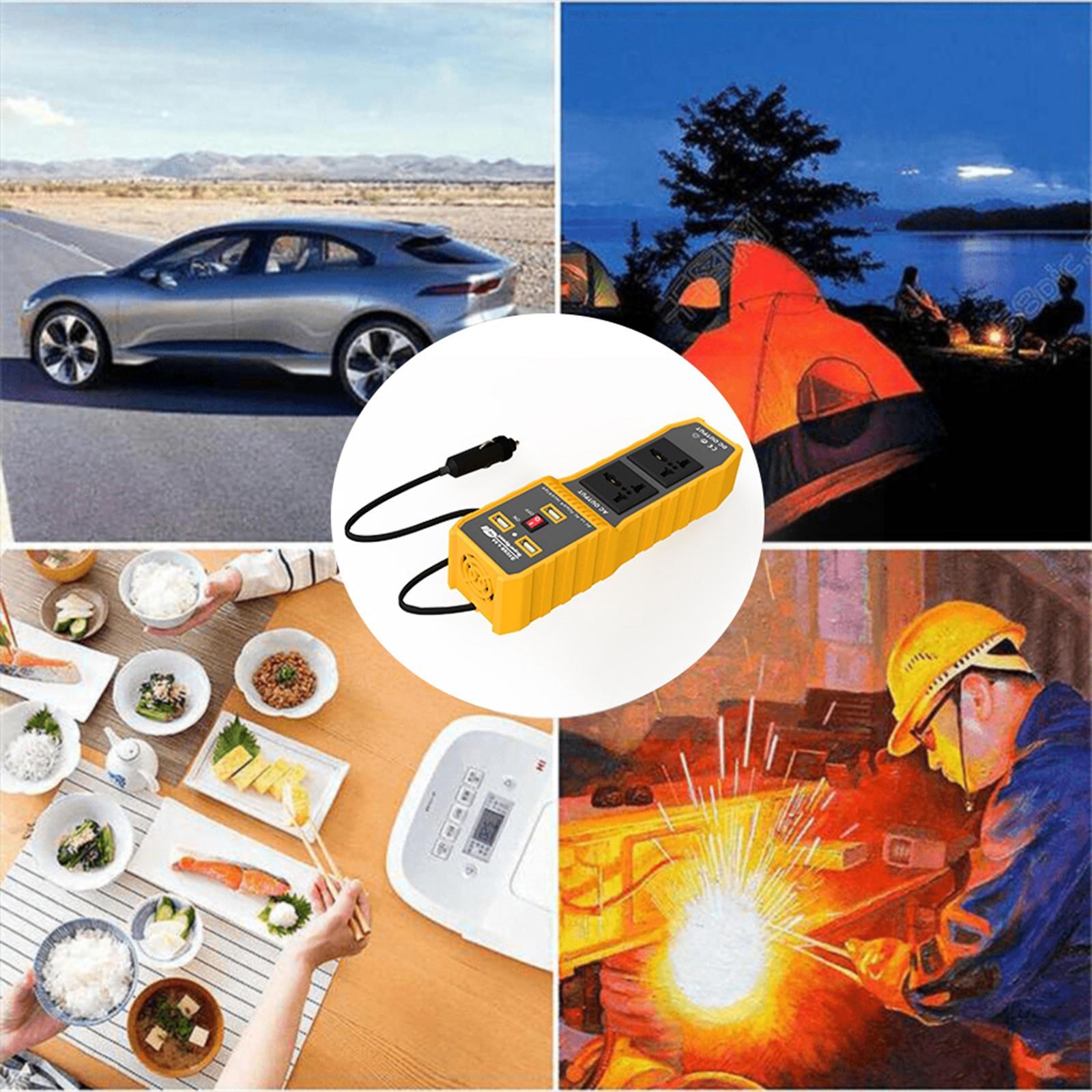 DC to AC Car Power Inverter Charger 3 USB Ports 2 AC Outlet Peak 400W 220V