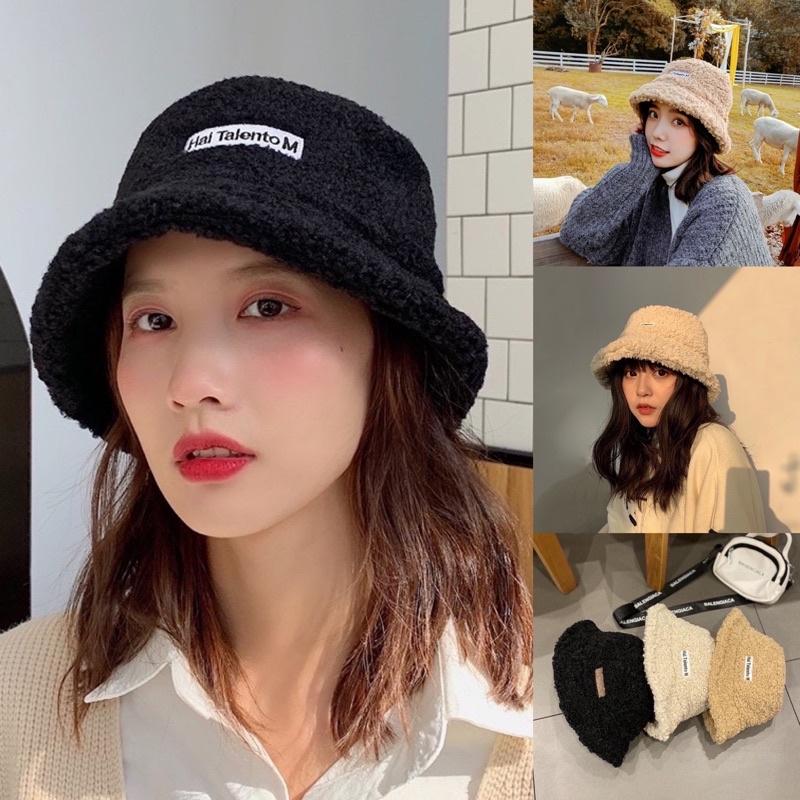 Mũ bucket mũ lông cừu xinh xắn Beeblanc nón bucket nữ phong cách Hàn Quốc mềm mại