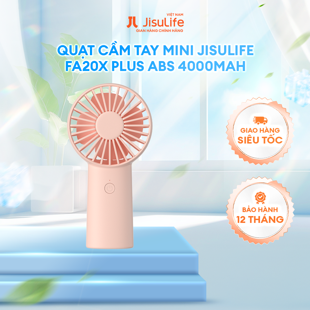 Quạt Cầm Tay Mini JISULIFE FA20X Plus ABS 4000mAh - Sạc Nhanh - Sử Dụng Lên Đến 16H - Hàng Chính Hãng