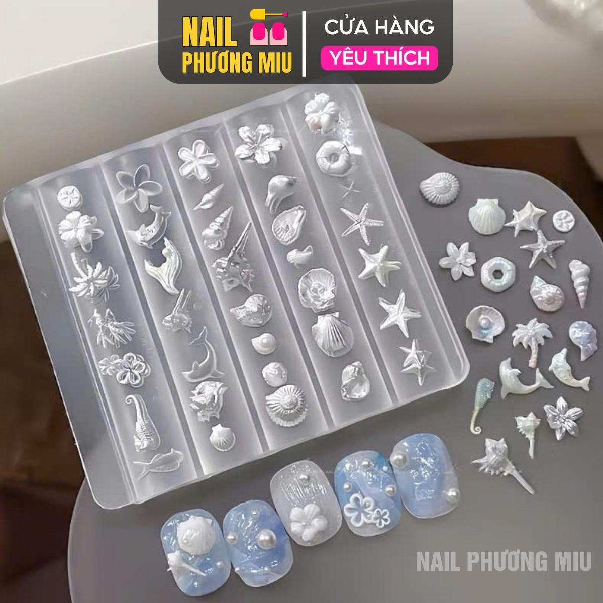 Khuôn in Nổi 3D Silicon Hình Biển Cả 36 Mẫu Đủ Loại Sao Sò Ốc Cá Biển, Hoa Lá Cây Dừa Mùa Hè, Khuôn Trong Suốt Mềm Dẻo Dễ Làm Nail Trang Trí Móng