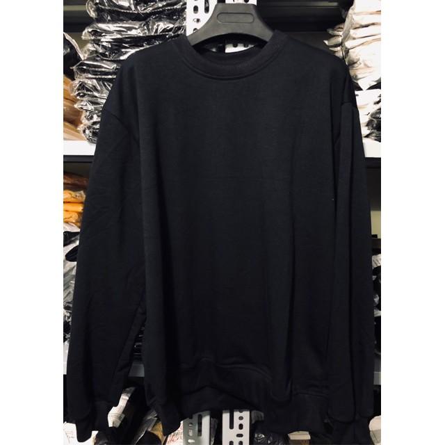 Áo SWEATER Trơn ĐEN UNISEX