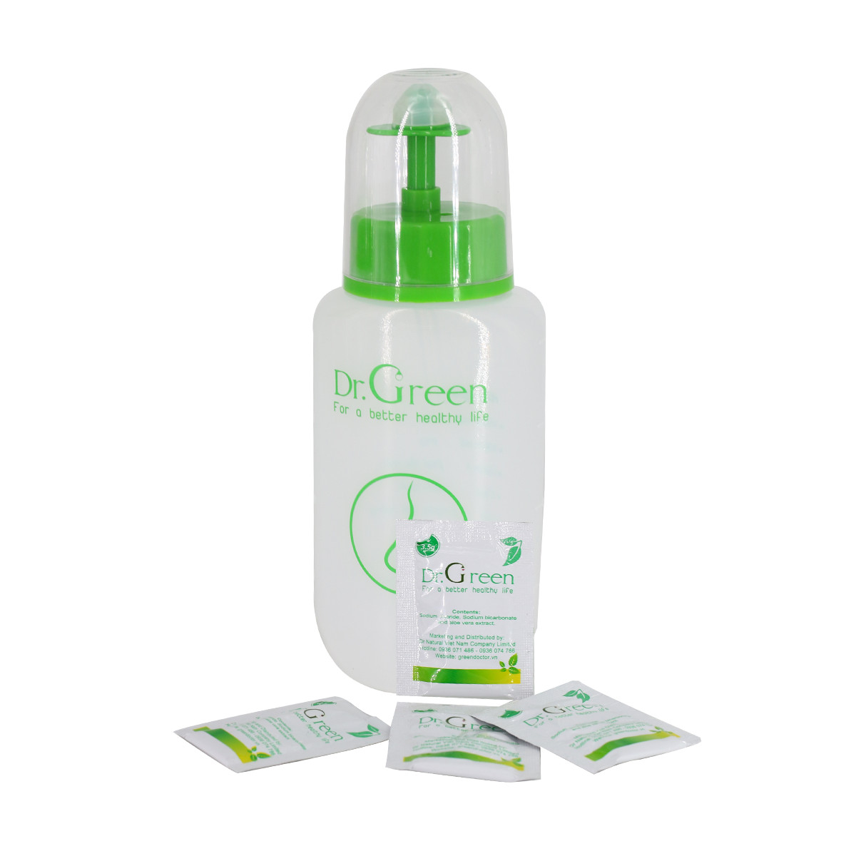 Combo 2 Bình rửa mũi Dr.Green, Đầu rửa silicone mềm mại, công nghệ van kép 1 chiều chống sặc, hỗ trợ điều trị viêm mũi, sổ mũi, viêm mũi dị ứng, viêm xoang