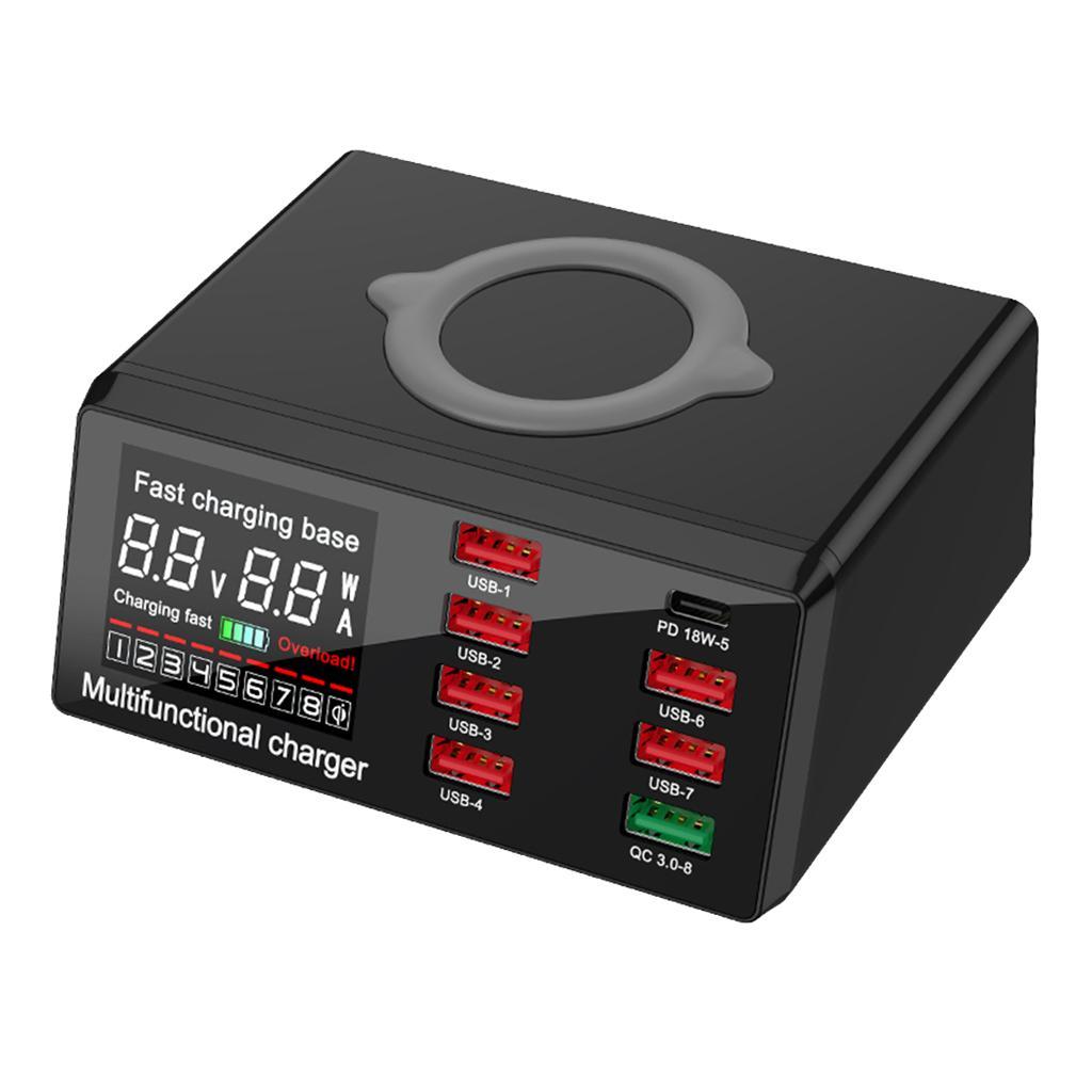 QC 3.0 Charger 8 USB Ports Charging Dock Station Wireless EU