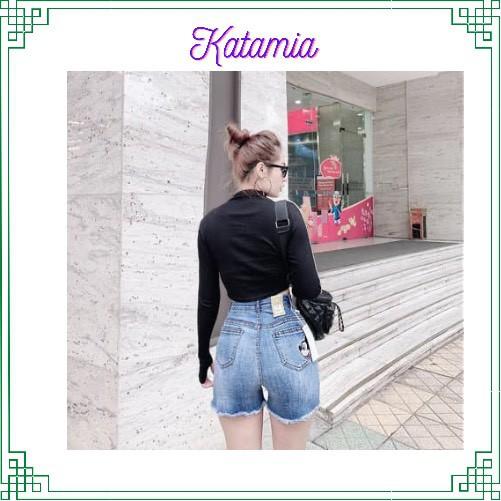 Quần đùi nữ short lưng cao quần sooc bò nữ cạp cao co dãn