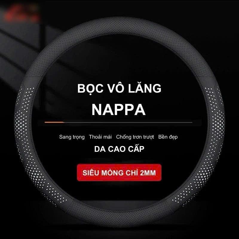 Bọc Vô Lăng Ô Tô 3D Da Nappa Cao Cấp Siêu Mỏng Thiết Kế Kiểu Dáng Lỗ Thoát Khí Chống Trơn - chấm xanh