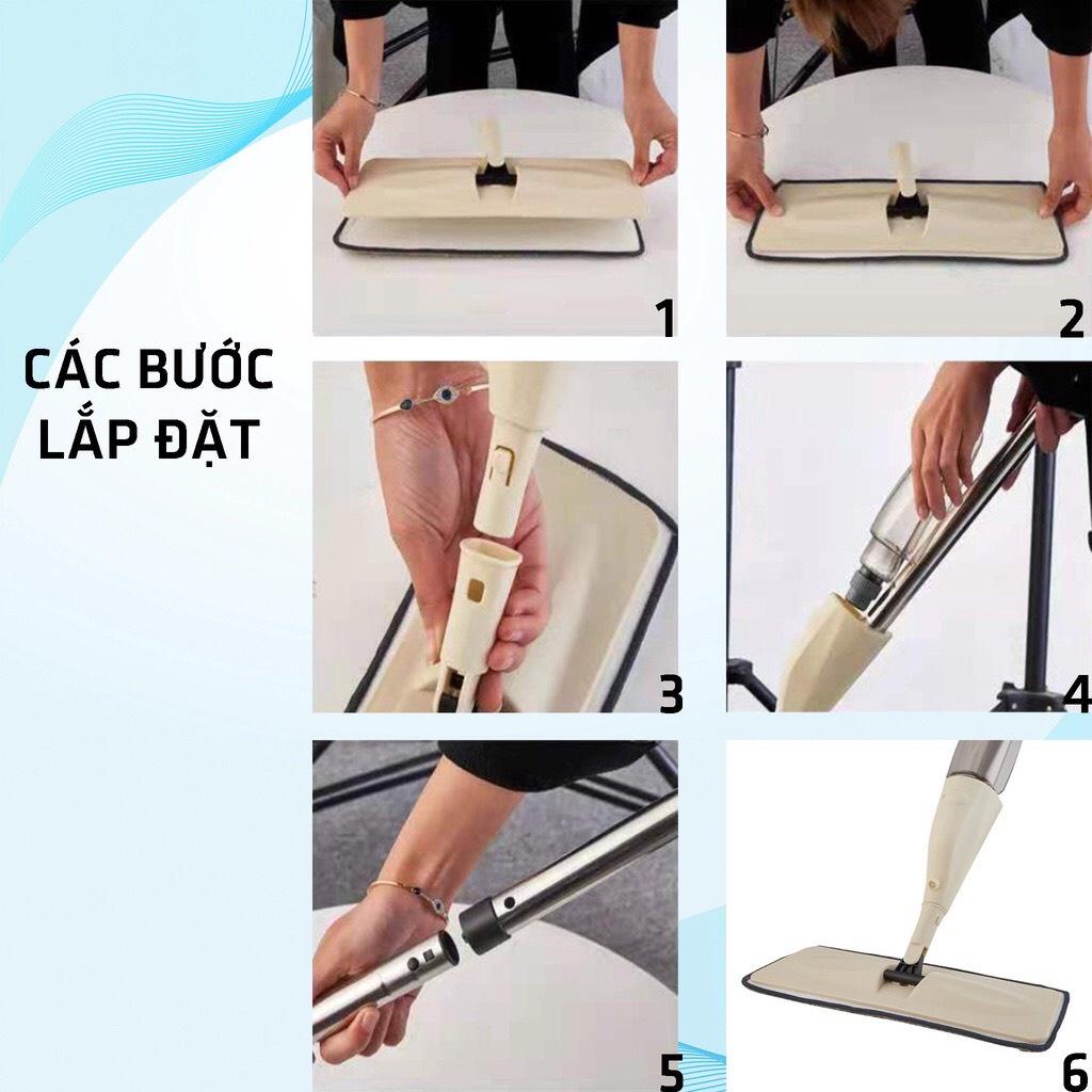 Chổi lau nhà phun sương thông minh xoay 360 độ,Cây lau nhà bình xịt phun sương 2 trong 1