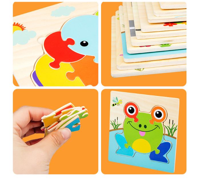 Đồ chơi trí tuệ - Combo 10 Bộ Tranh Ghép Gỗ Nổi - Children's Cartoon  Puzzle Board Toy (Giao ngẫu nhiên)