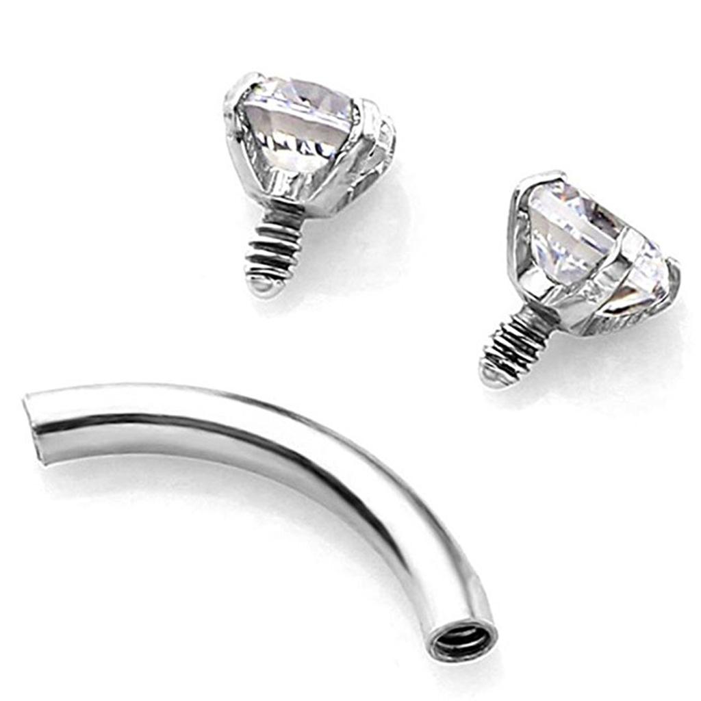 Stainless Steel Zircon Curved Barbell Eyebrow Piercing Jewellery White