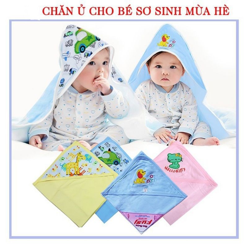 Chăn ủ xốp cotton có mũ cho bé giá rẻ mà chất lượng