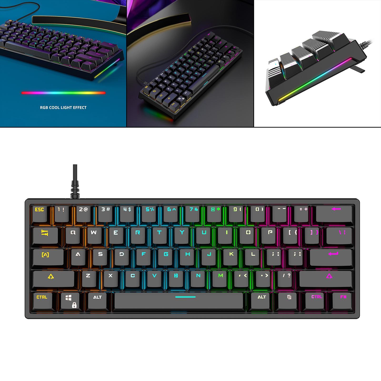 61 Keys Mechanical Keyboards RGB Illuminated Multi Color LED Backlit Wired