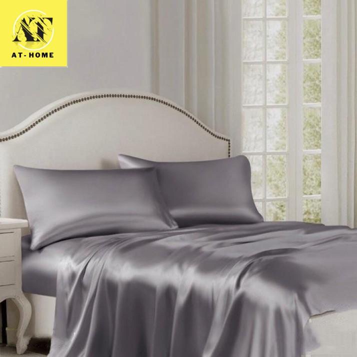 Drap Giường Ga Giường Lẻ Phi Lụa Thương hiệu NG Mát Mịn - Xám