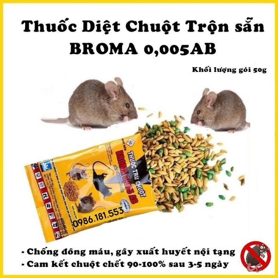 10 Gói Thuốc Diệt Chuột BROMA 0.005AB Sinh Học Ban Mai, Gói 50G Trừ Chuột An Toàn Hiệu Qủa