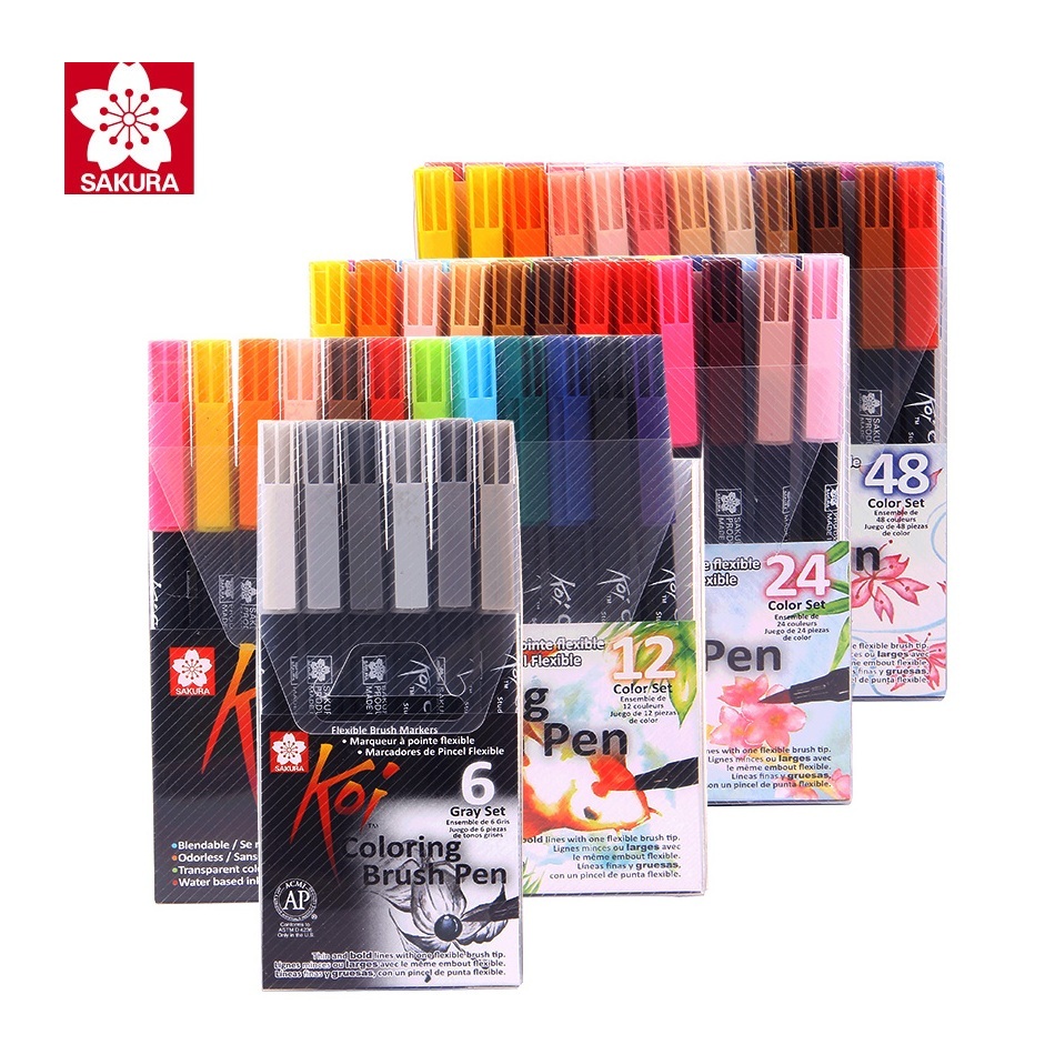 Bộ 48 bút cọ mầu nước Sakura Koi Colouring brush pen