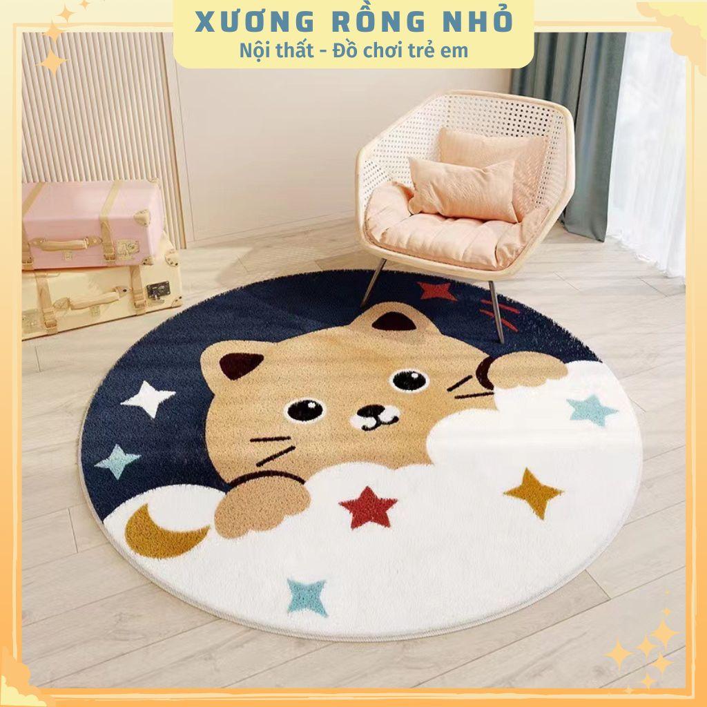 Thảm trang trí phòng bé trải sàn chống trượt in hình dễ thương - Thảm decor phòng cho bé đường kính 100cm