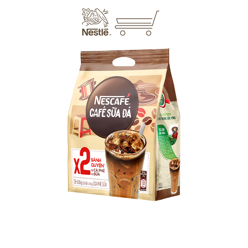 Cà phê hoà tan NESCAFÉ cà phê sữa đá (Bịch 25 gói x 24 g)