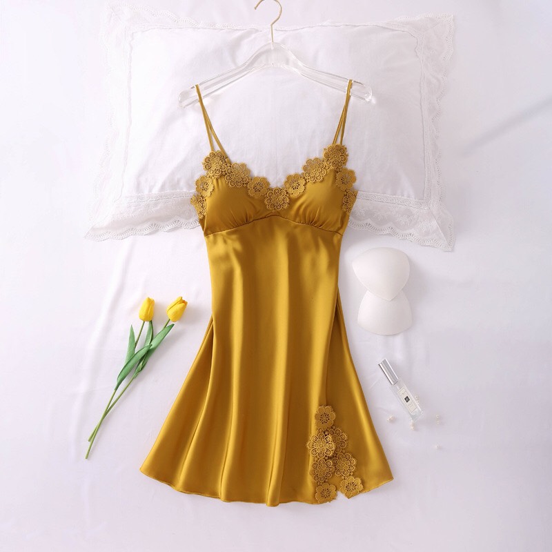 Váy ngủ hai dây lụa satin cao cấp Q124 - Đầm ngủ sexy - Váy hai dây gợi cảm - Đồ ngủ nữ