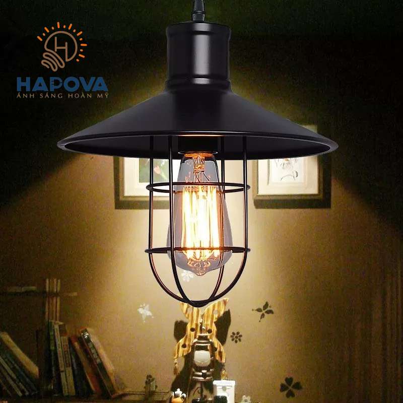 Đèn trần thả trang trí lồng kính HAPOVA ENDA 6803 Tặng kèm bóng Edison
