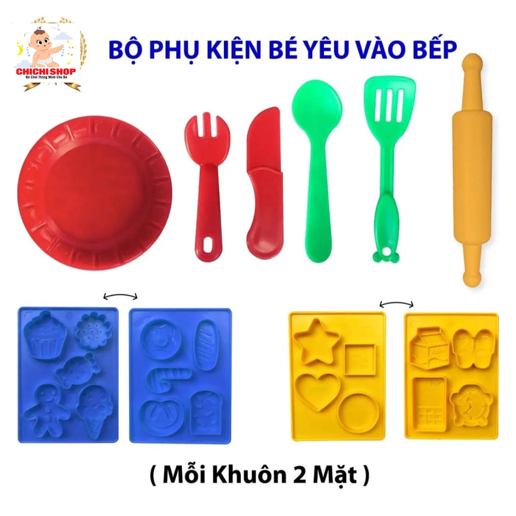 Đồ Chơi Thủ Công, Đồ Chơi Đất Nặn Làm Từ Bột Mì Chủ Đề Bé Yêu Vào Bếp Kèm Khuôn Tạo Hình Cho Bé Tập Nấu Ăn