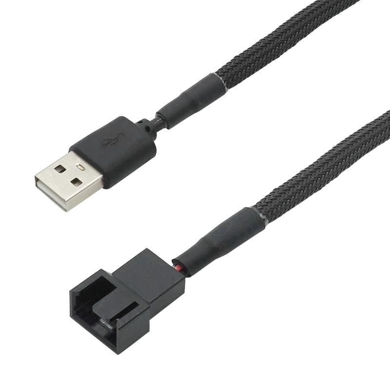 Quạt 3Pin hoặc 4pin đến Cáp bộ điều hợp USB 4 pin máy tính máy tính PC Fan Power Connector Bộ chuyển đổi 5V 30cm Connect