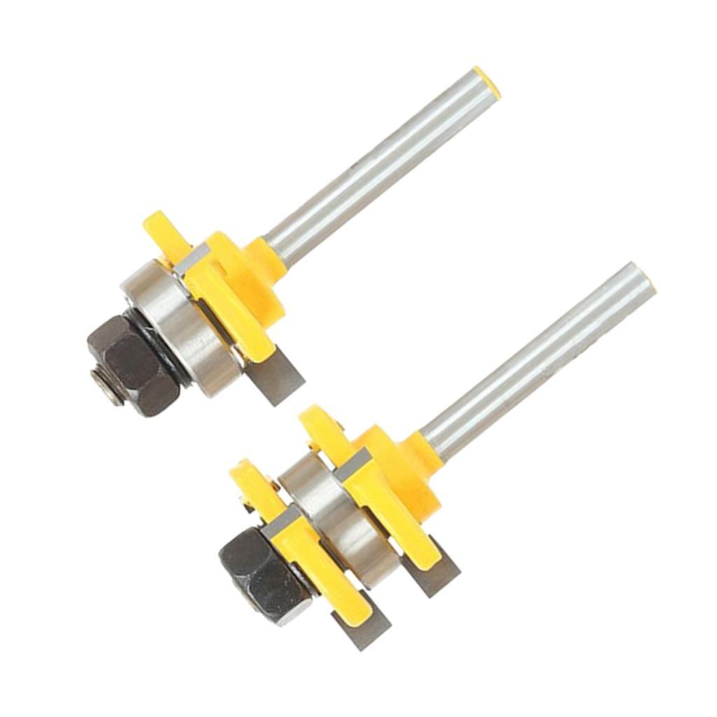 2Pieces Tongue &amp; Groove T- Slot Router Bit 1/4'' Shank Woodwork Milling Cutter