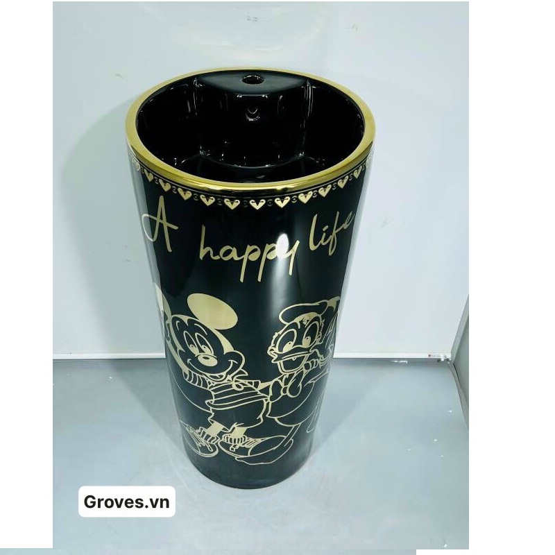 CHẬU LAVABO TRỤ TRÒN LIỀN KHỐI GROVES GRL 87