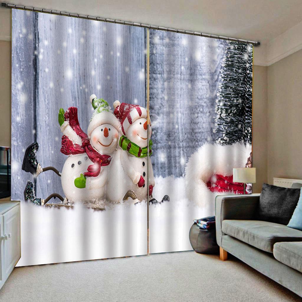 3pcs/set Christmas 3D Curtain Waterproof Window Drapes