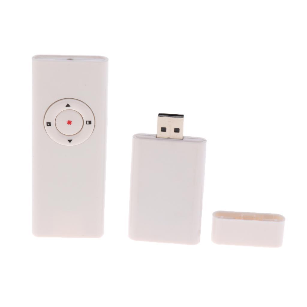RF 2.4GHz Wireless Presenter USB Remote Control Presentation Pointer White
