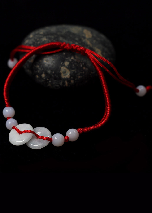 Vòng tay may mắn phát lộc 2 đồng tiền ngọc tự nhiên CD07