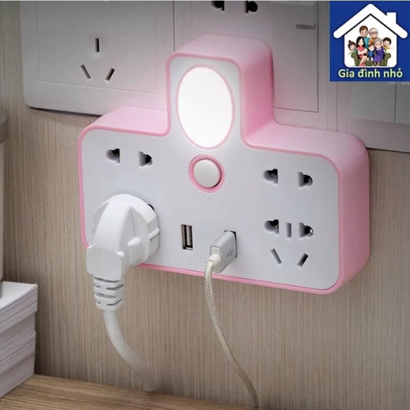 Bộ Ổ Điện Chia 2 Cổng USB Có Đèn Led .