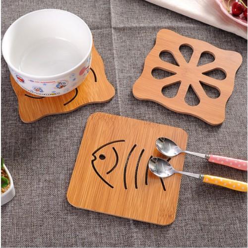 Miếng Lót Ly Cốc Bằng Gỗ Ép Nhiều Hình Ngộ Nghĩnh 9x9