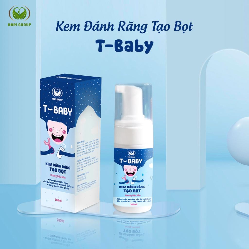 Kem Đánh Răng Tạo Bọt T- Baby- 100ml, giúp bé giảm sâu răng, hà răng, viêm lợi