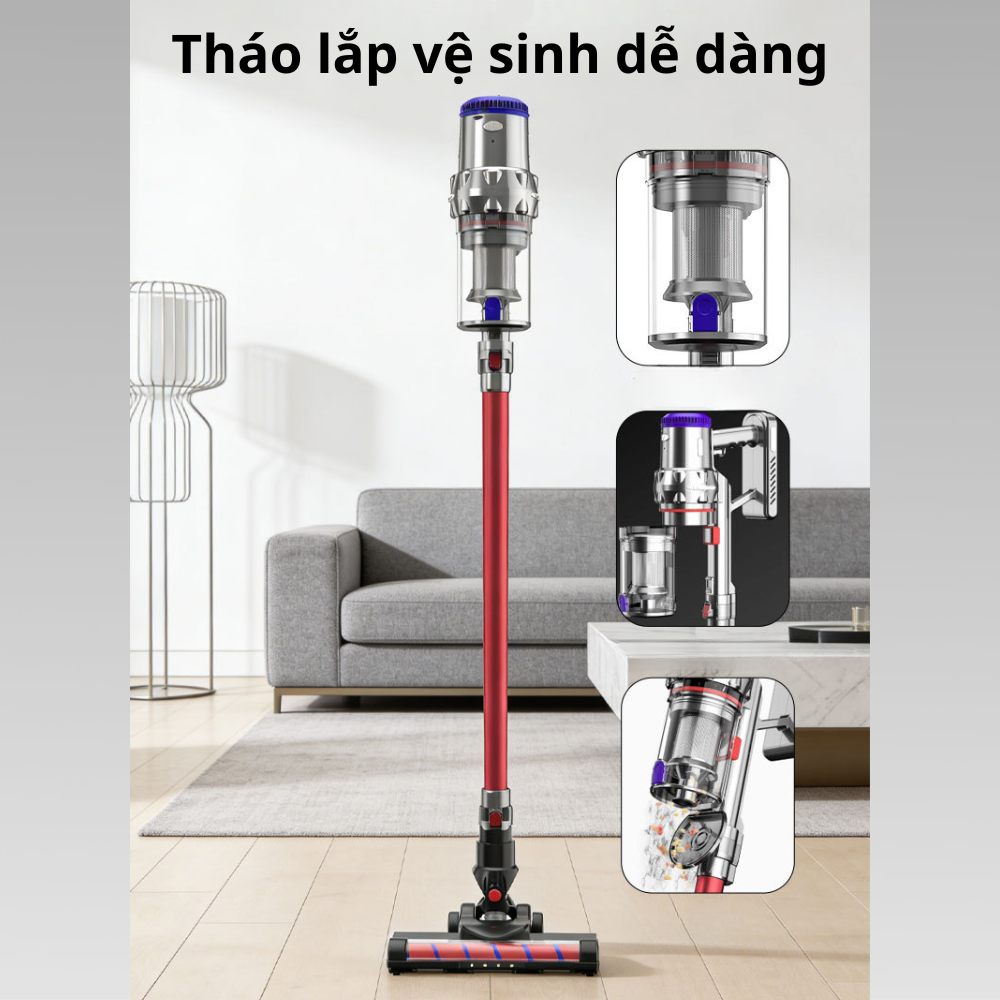 Máy hút bụi cầm tay Lumabella LB-63017 LOẠI SẠC PIN nhiều đầu hút, lõi lọc hepa lọc bụi mịn, dễ dàng vệ sinh - DELIYA HÀNG CHÍNH HÃNG