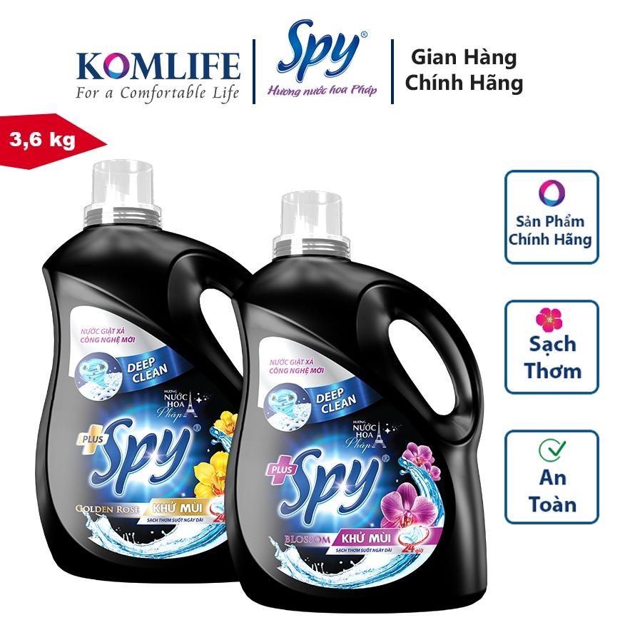 Can nước giặt 3,6 kg SPY màu Vàng - DEEP CLEAN PLUS khử mùi diệt khuẩn, sạch sâu, thơm lâu giúp làm mềm vải