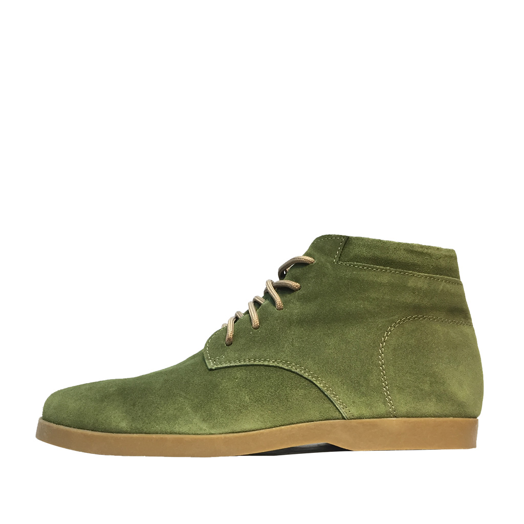 Giày nam cao cổ buộc dây da bò lộn cao cấp màu xanh  Olive 1929 Sr7 - Giày boots nam cao cổ buộc dây