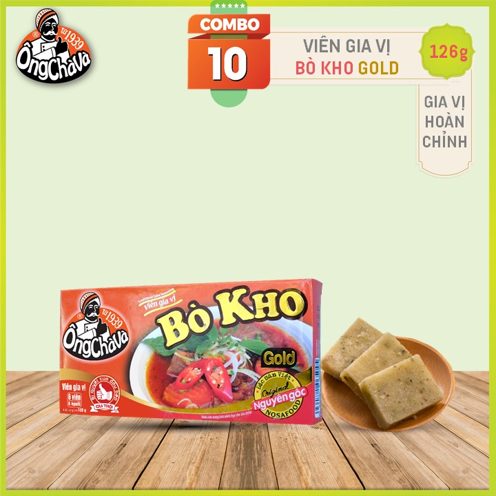 Combo 10 Hộp Viên Gia Vị Bò Kho ÔNG CHÀ VÀ 126g (Braised Beef Broth Cubes)