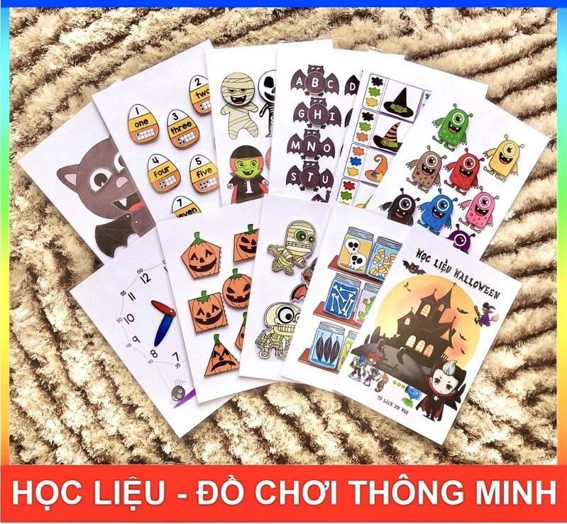 Bộ Học Liệu chủ đề HALLOWEEN - Học liệu Bóc dán cho bé