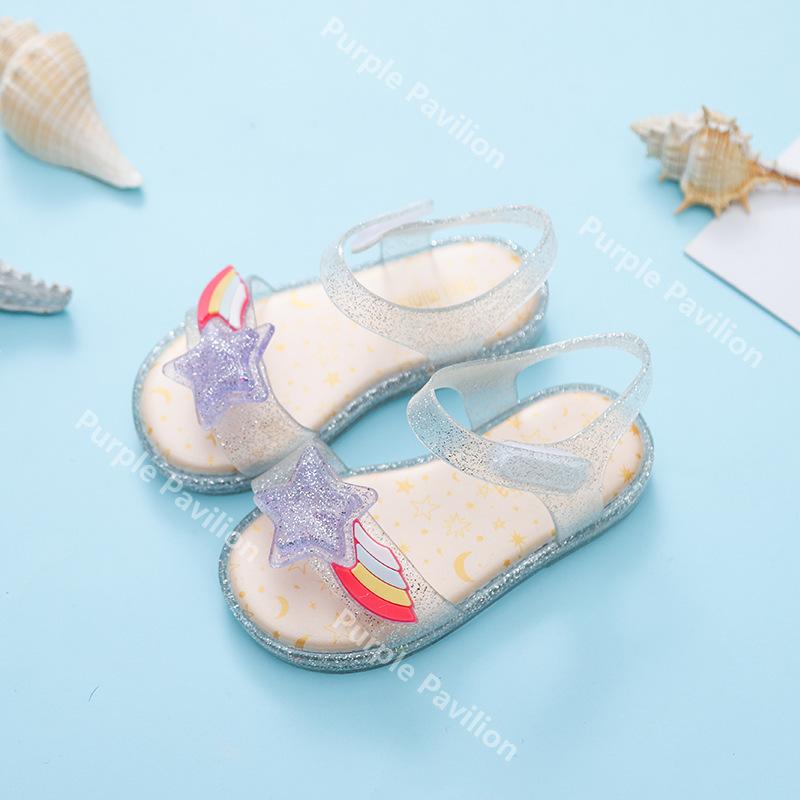 Giày sandal nhựa đèn LED màu cầu vồng chất lượng cao cho bé gái