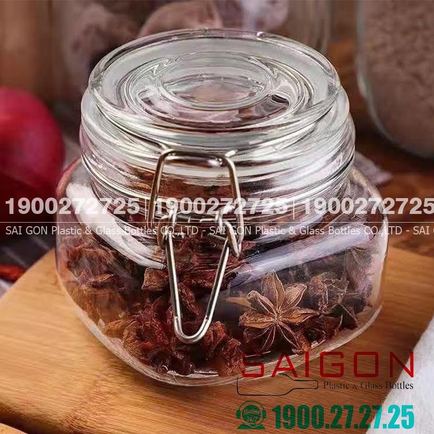 Hũ Thủy Tinh Vuông Nắp Cài Thép 500ml , 750ml , 1000ml | Tùy Chọn Dung Tích